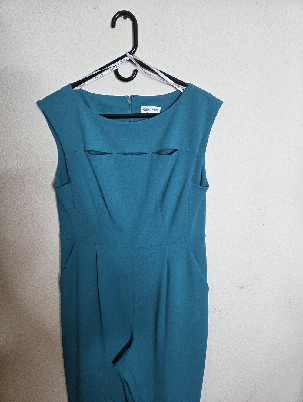 Calvin Klein Teal Sleeveless Jumpsuit with Cutout Detail